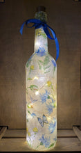 Load image into Gallery viewer, Decoupage Blue Flowers and Butterfly Bottle Lamp - Quantock Inspiration
