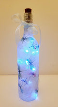 Load image into Gallery viewer, Decoupage Dragonfly Wine Bottle Lamp - Quantock Inspiration