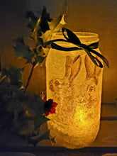 Load image into Gallery viewer, Decoupage Hare Lantern with Flameless Candle - Quantock Inspiration