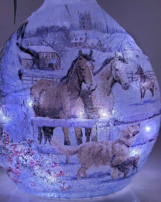 Horse Bottle Lamp | Decoupage LED Lighting | Quantock Inspiration