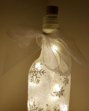 Load image into Gallery viewer, Decoupage Snowflake Light Up Bottle Lamp - Quantock Inspiration