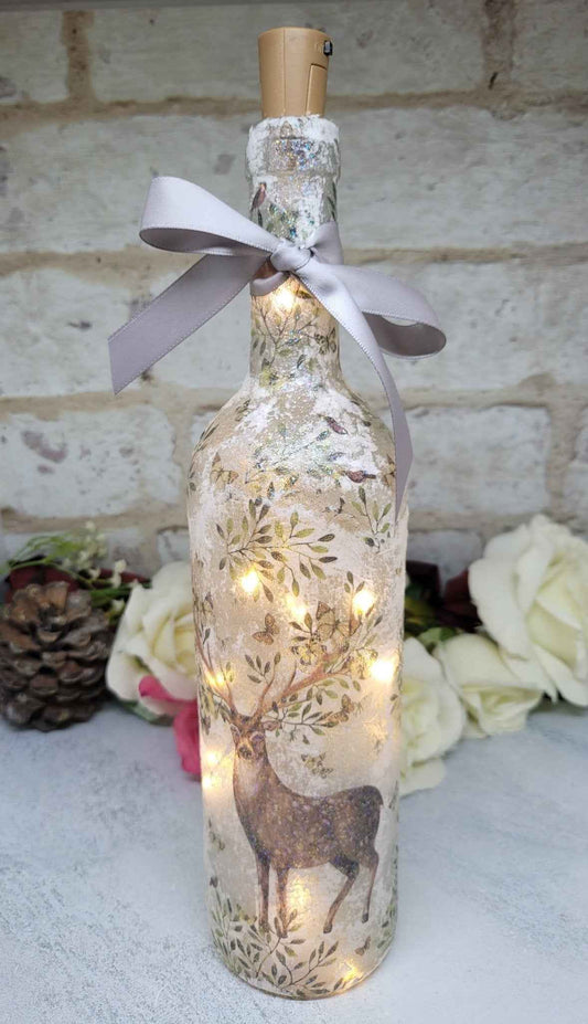 Stag Bottle Lamp | Decoupage LED Lighting | Quantock Inspiration