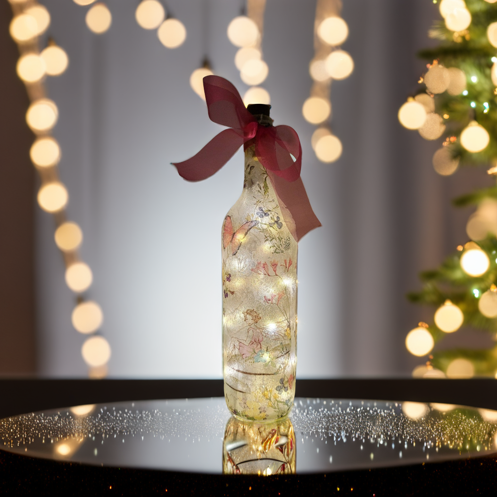 Fairy bottle lamp | Decoupage LED Light | Quantock Inspiration