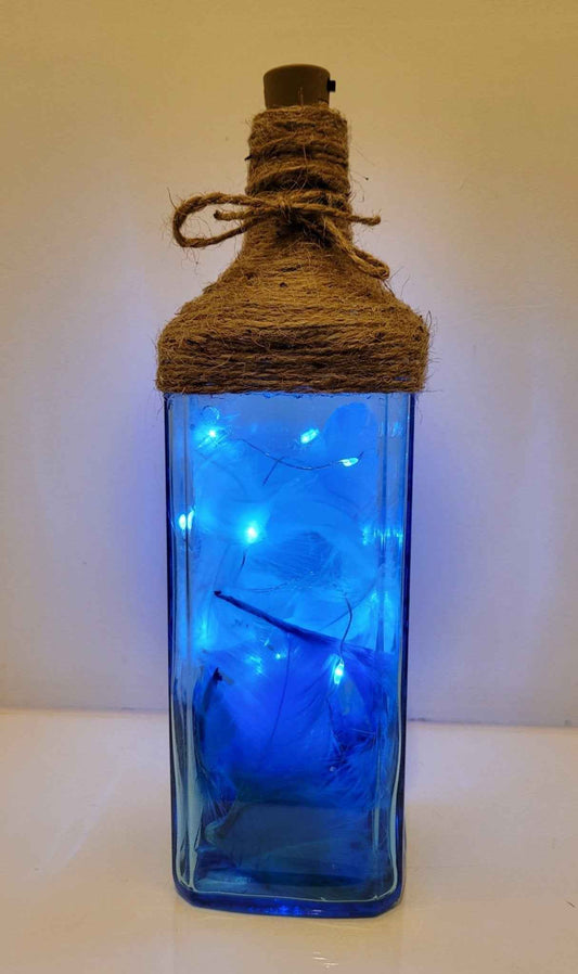 Gin Bottle Lamp | Feather Filled LED Light | Quantock Inspiration