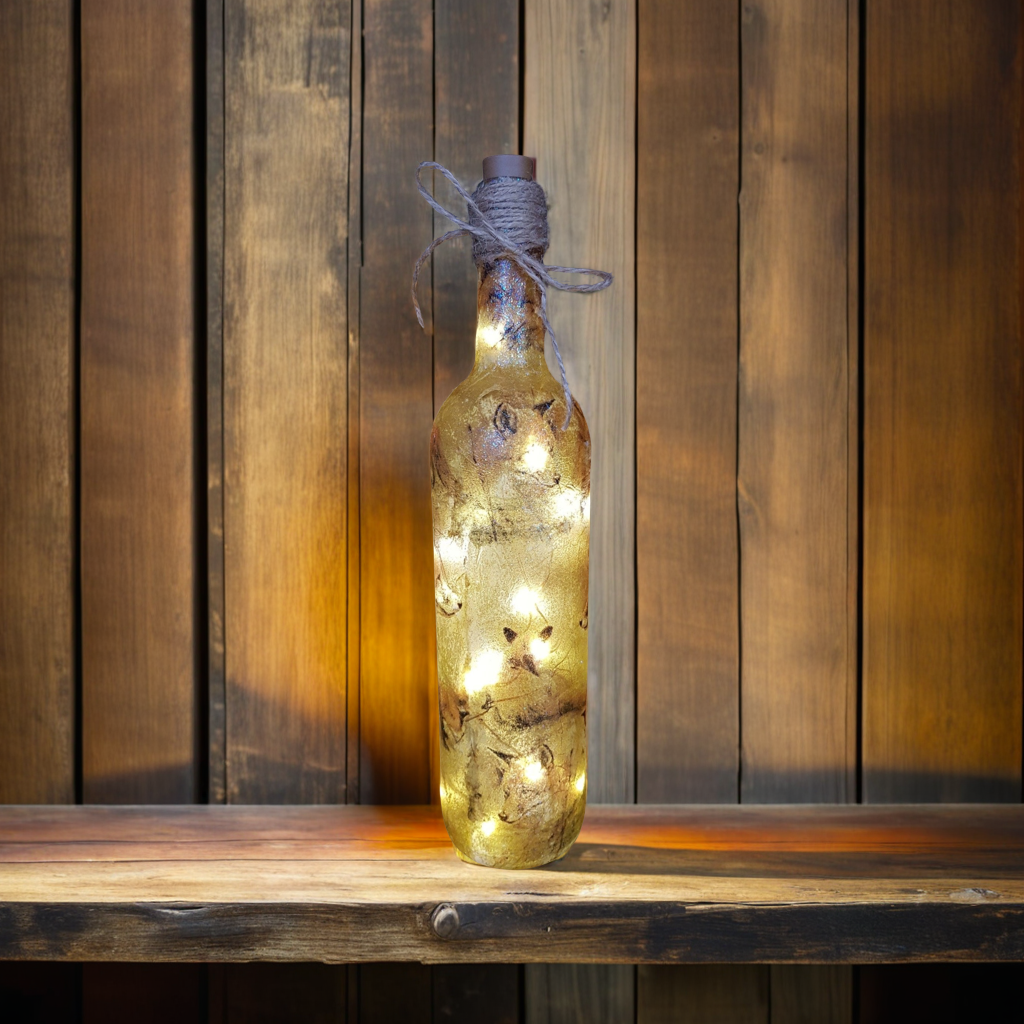 Fox Bottle Lamp | Decoupage LED Lighting | Quantock Inspiration