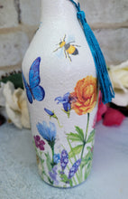 Load image into Gallery viewer, Glass bottle soap dispenser, decoupage soap dispenser, recycled bottle dispenser, soap dispenser - Quantock Inspiration