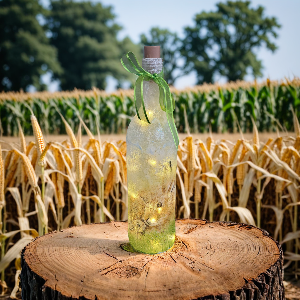 Hare Bottle Lamp | Decoupage LED Light | Quantock Inspiration