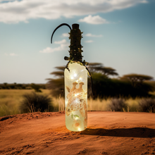 Load image into Gallery viewer, Decoupage Giraffe Bottle Lamp with Jute twine