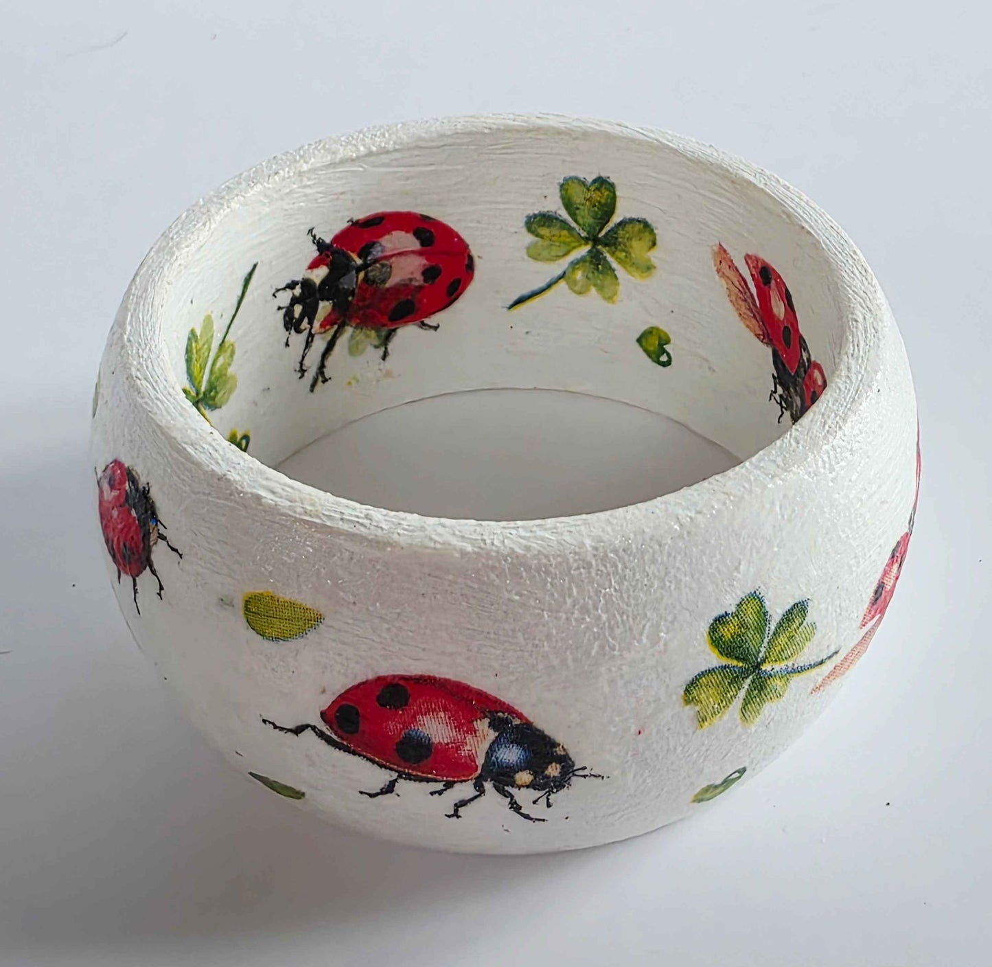 Wooden Ladybird Bangle | Decoupage Bracelet for Girls | Quantock Inspiration