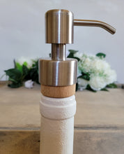 Load image into Gallery viewer, Recycled Bottle Dispenser, Decoupage Bottle Dispenser, Glass Dispenser, Bottle Crafts - Quantock Inspiration