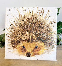 Load image into Gallery viewer, Canvas print of a hedgehog with a textured background