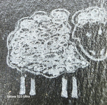 Load image into Gallery viewer, close up image of an engraved sheep on a slate coaster