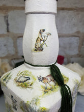 Load image into Gallery viewer, Whiskey Bottle Dispenser, Decoupage Glass Bottle Dispenser, Glass Bottle Dispenser, Recycled Bottle Dispenser - Quantock Inspiration