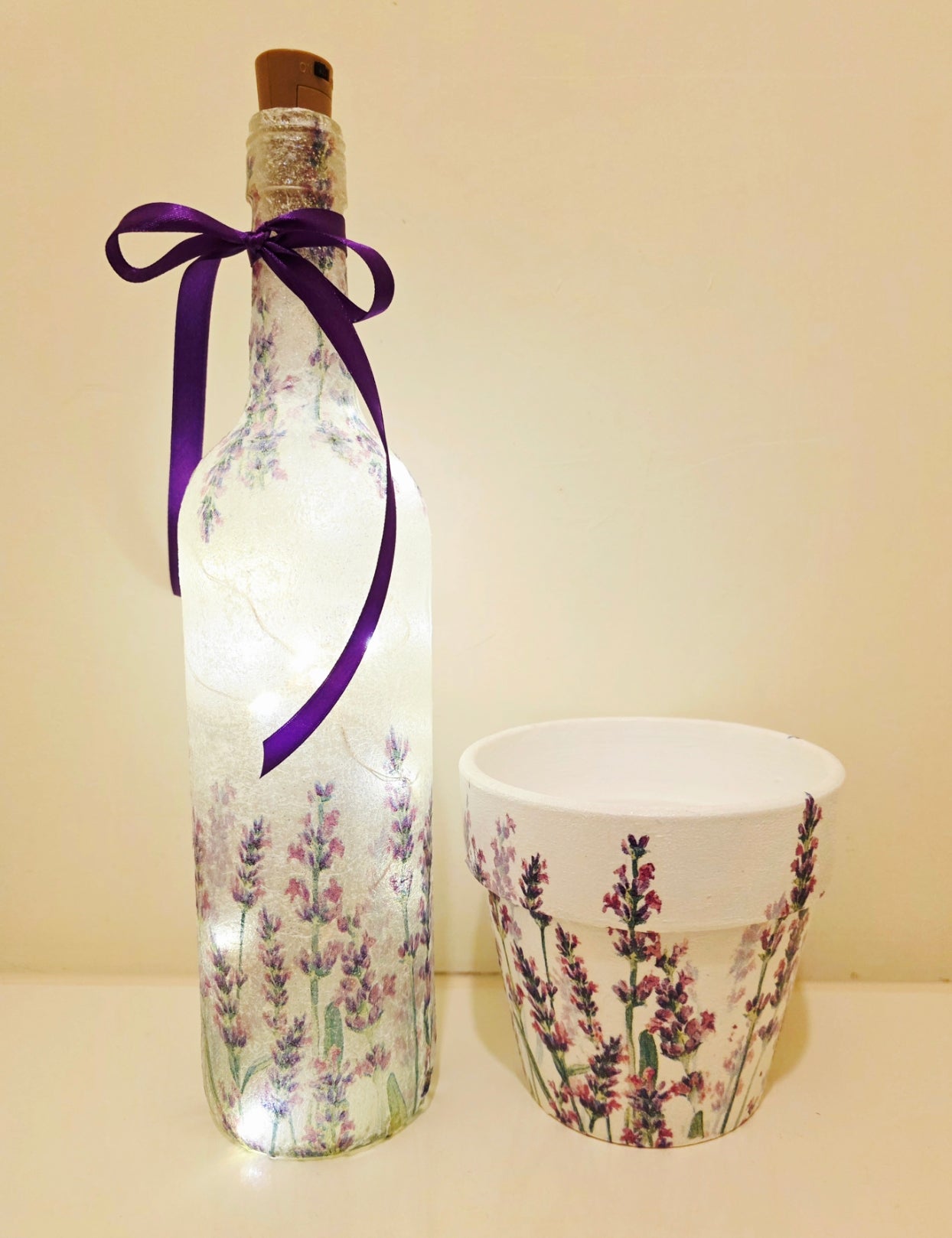 Decoupage Bottle Lamp & Flowerpot Sets