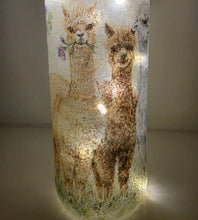 Load image into Gallery viewer, Decorative glass vase with alpaca design on a plain background
