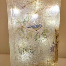 Load image into Gallery viewer, Frosted lit up glass bottle with bird and floral design
