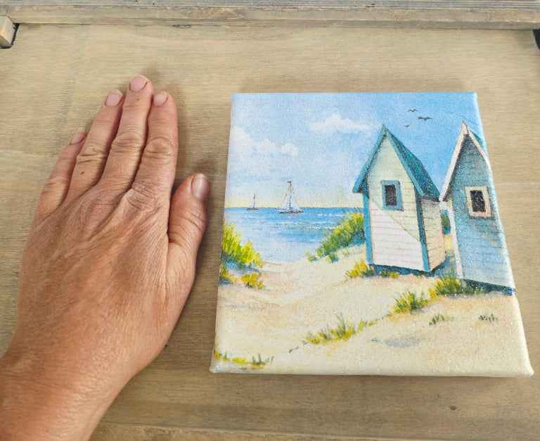 Coastal Beach Wall Art Set | Handmade Decoupage Canvas Trio | Quantock Inspiration