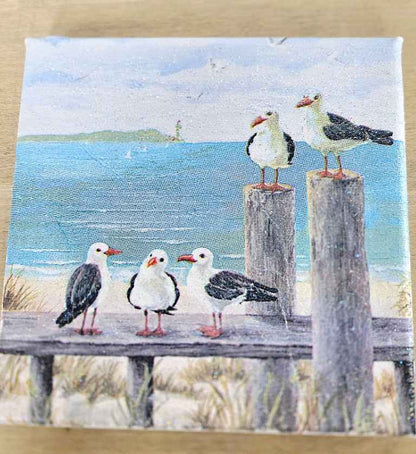 Coastal Beach Wall Art Set | Handmade Decoupage Canvas Trio | Quantock Inspiration
