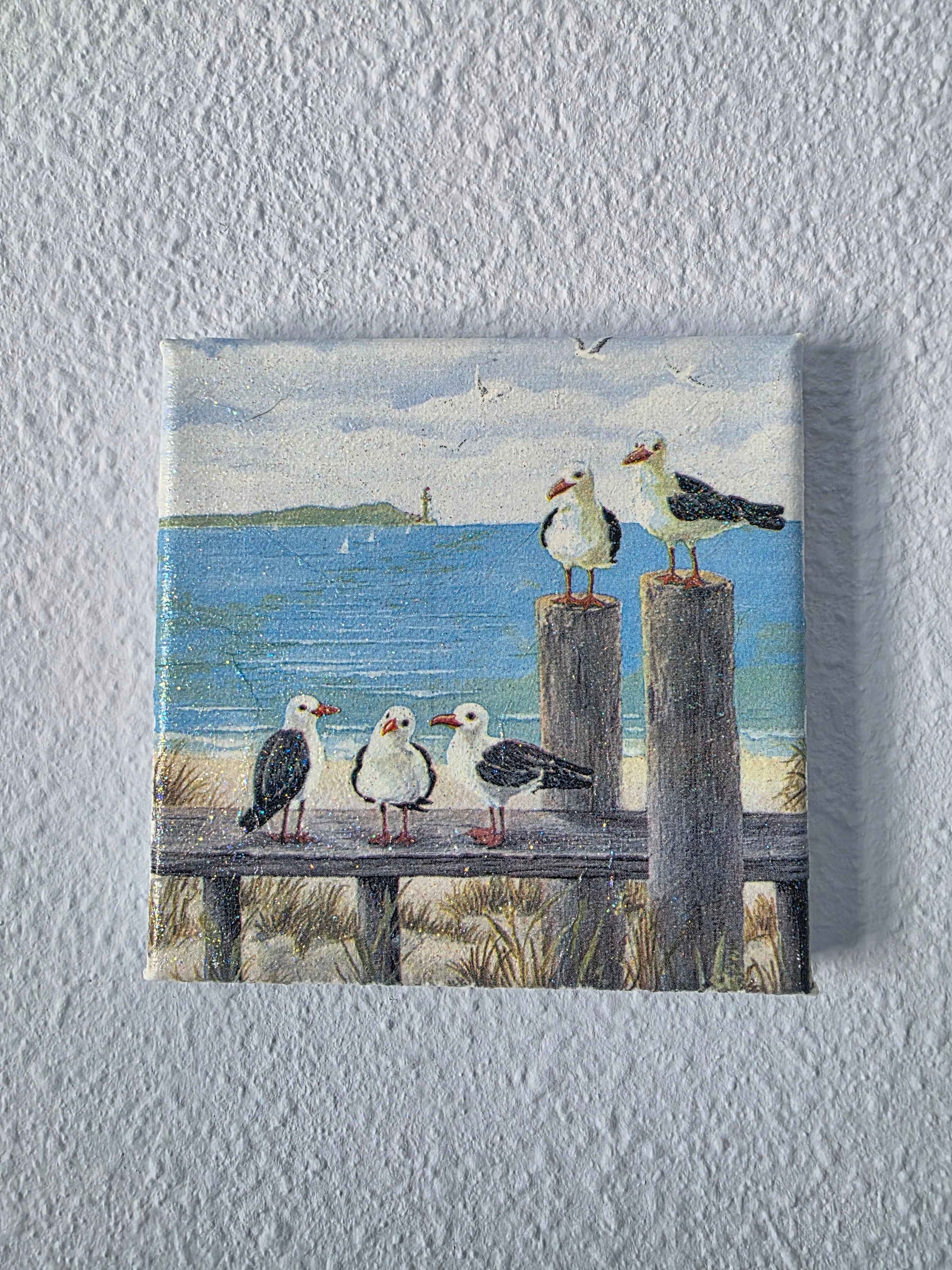 Coastal Beach Wall Art Set | Handmade Decoupage Canvas Trio | Quantock Inspiration