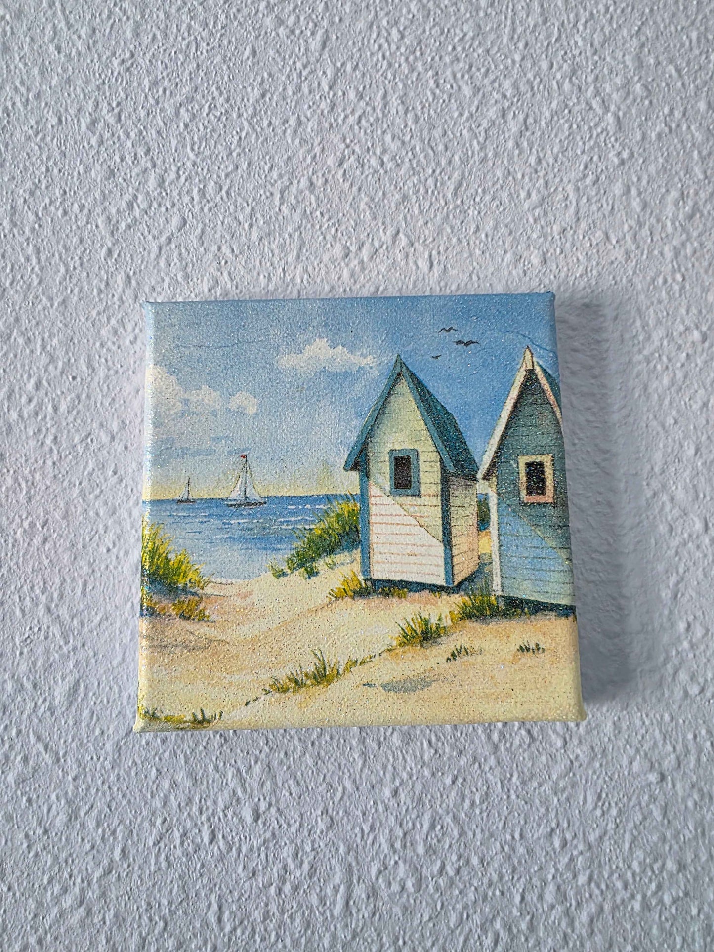 Coastal Beach Wall Art Set | Handmade Decoupage Canvas Trio | Quantock Inspiration