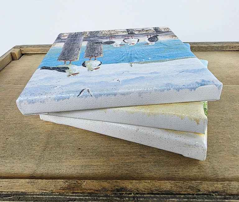Coastal Beach Wall Art Set | Handmade Decoupage Canvas Trio | Quantock Inspiration