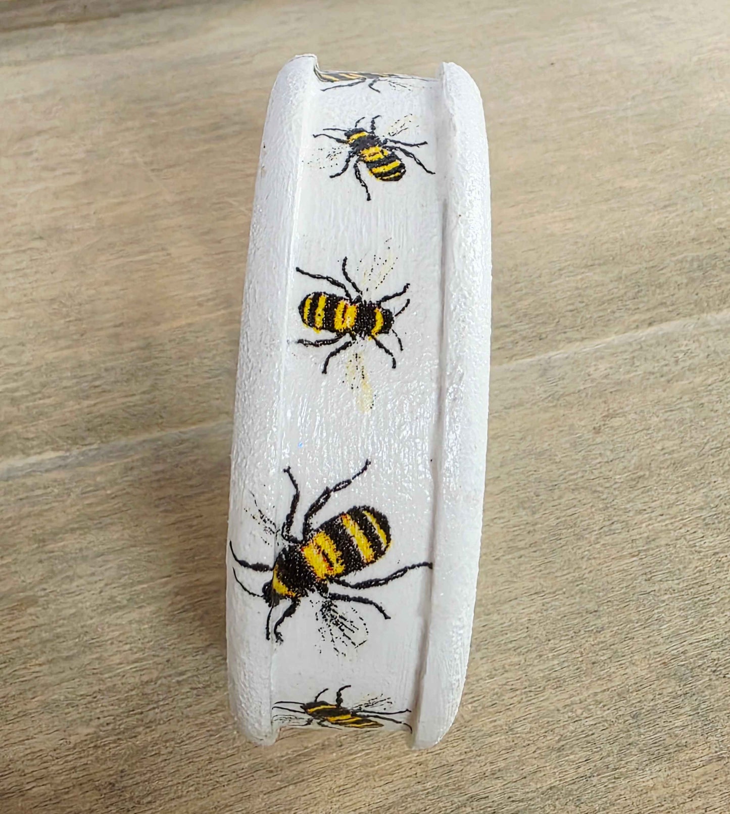 Wooden Bee Bangle | Handmade Decoupage Bracelet | Quantock Inspiration