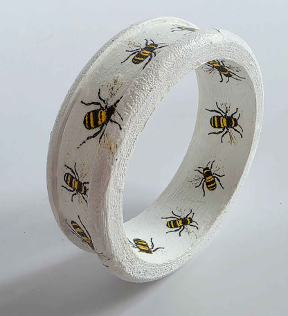 Wooden Bee Bangle | Handmade Decoupage Bracelet | Quantock Inspiration