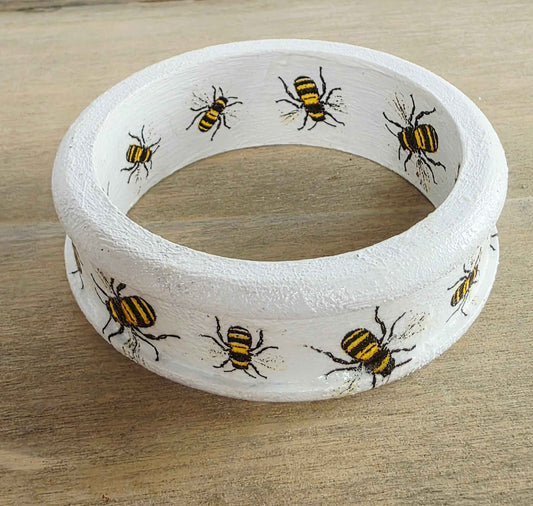 Wooden Bee Bangle | Handmade Decoupage Bracelet | Quantock Inspiration