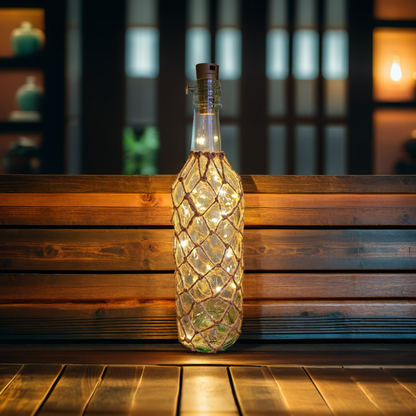 Braided Bottle Lamp | Handmade LED Lighting | Quantock Inspiration
