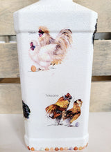 Load image into Gallery viewer, Country Inspired Soap Dispenser - white painted bottle with chickens detail around the sides
