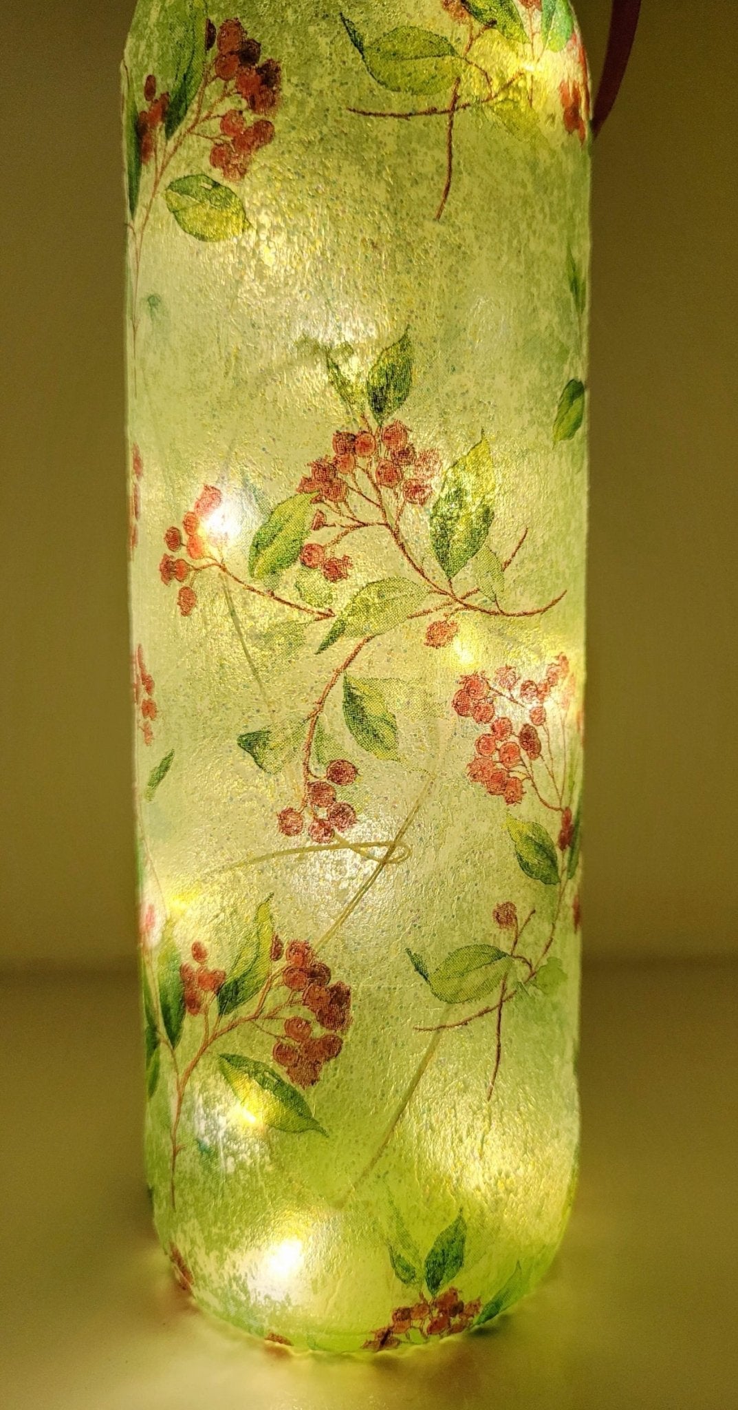 Decoupage Berry Leaf Bottle Lamp - Quantock Inspiration