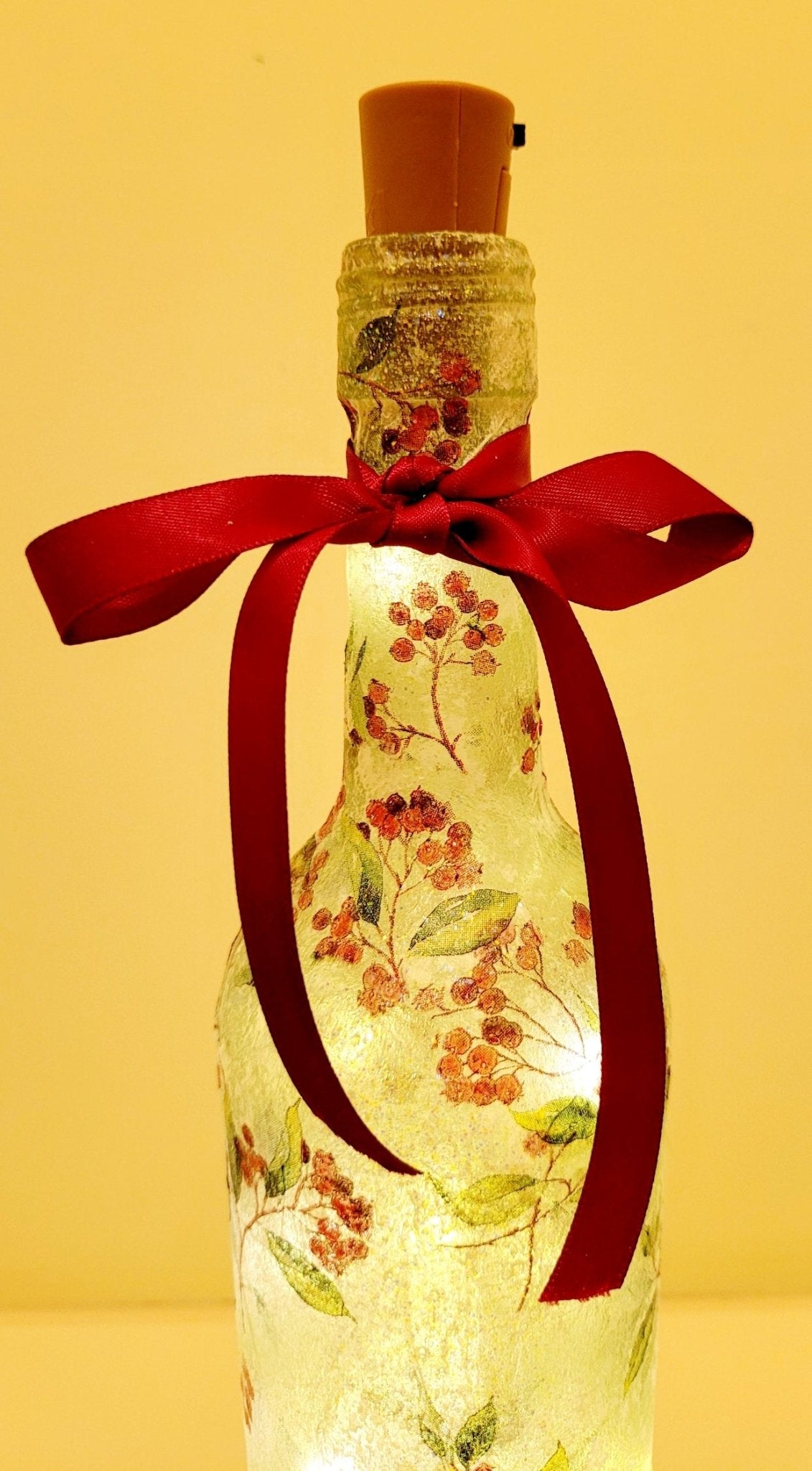 Decoupage Berry Leaf Bottle Lamp - Quantock Inspiration