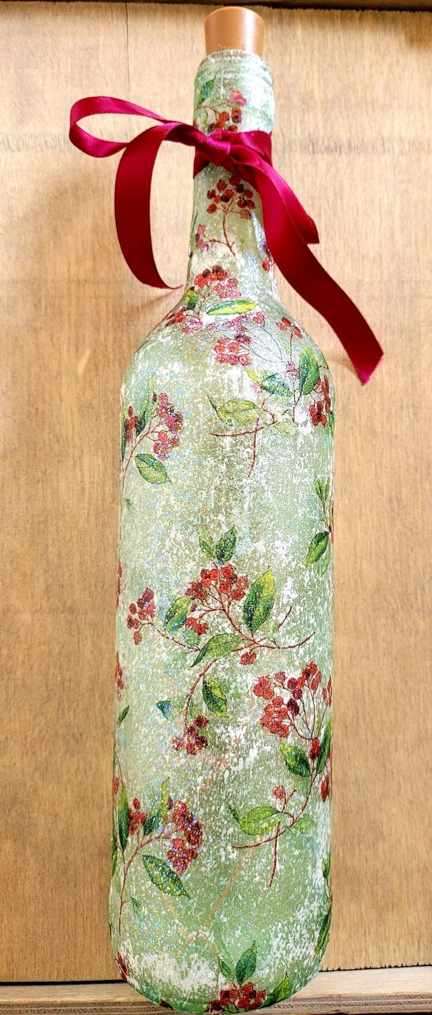 Decoupage Berry Leaf Bottle Lamp - Quantock Inspiration