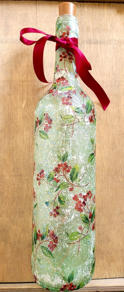 Decoupage Berry Leaf Bottle Lamp - Quantock Inspiration