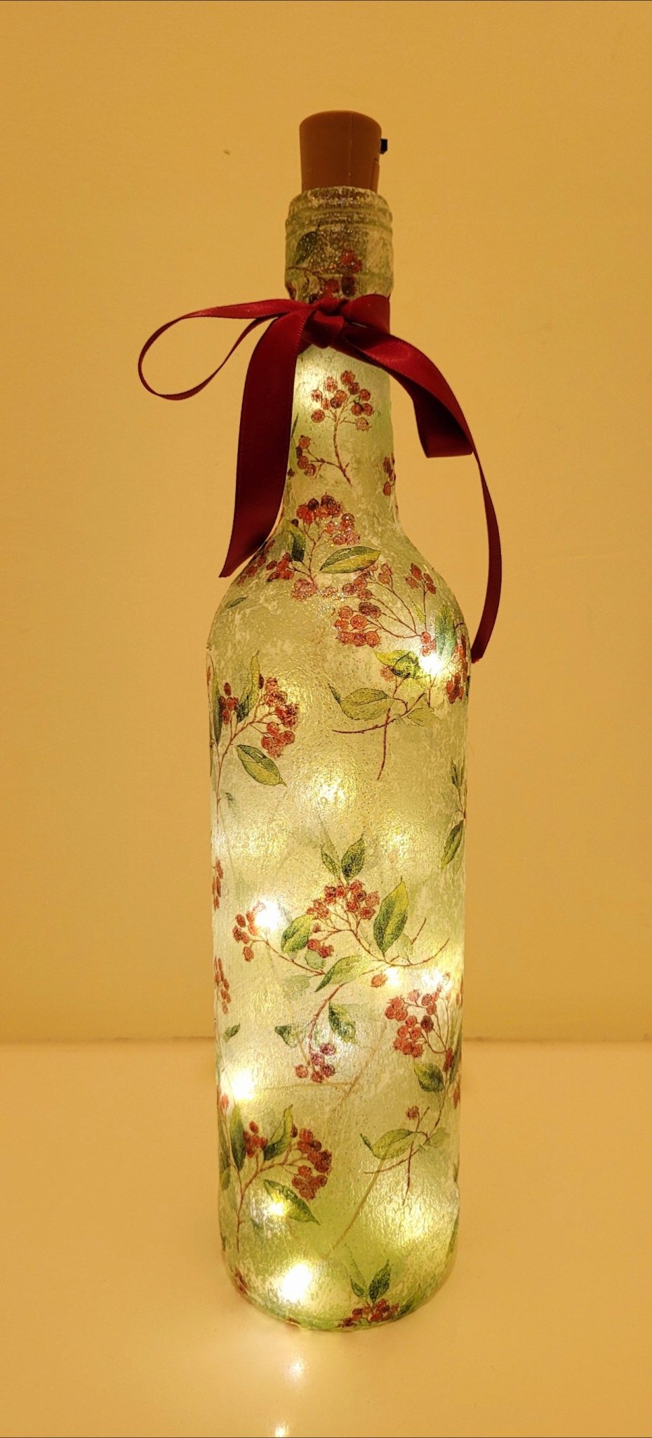Decoupage Berry Leaf Bottle Lamp - Quantock Inspiration