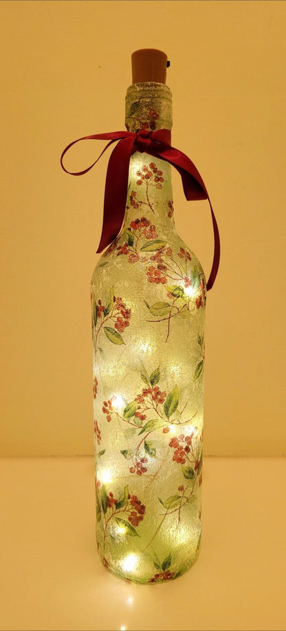 Decoupage Berry Leaf Bottle Lamp - Quantock Inspiration