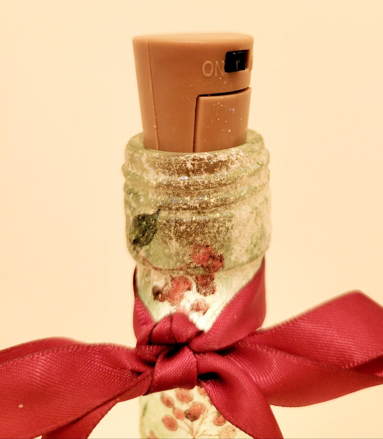 Decoupage Berry Leaf Bottle Lamp - Quantock Inspiration