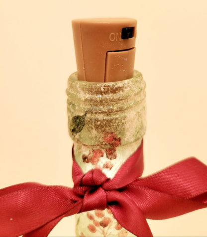 Decoupage Berry Leaf Bottle Lamp - Quantock Inspiration