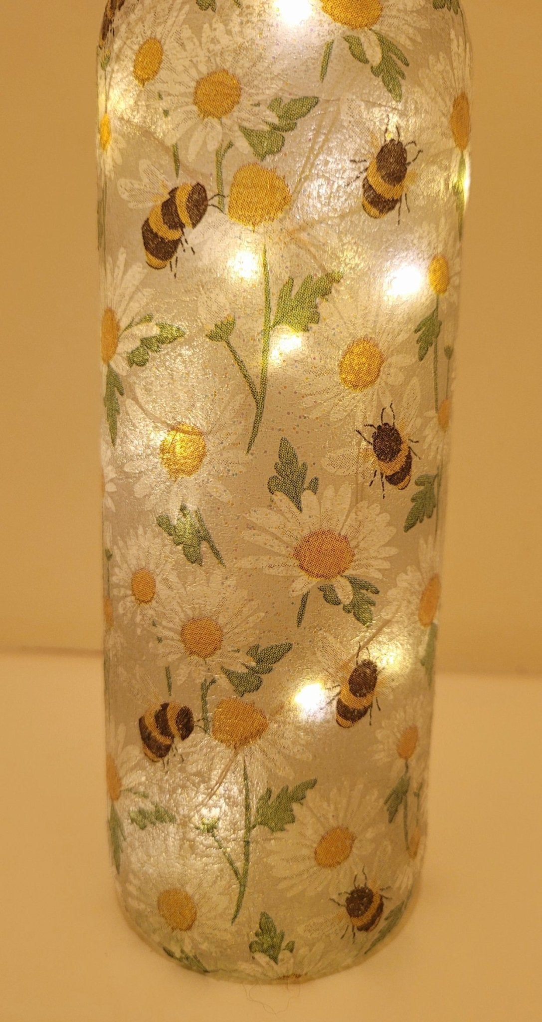 Decoupage Bumble Bee and Daisies Bottle Lamp - Quantock Inspiration