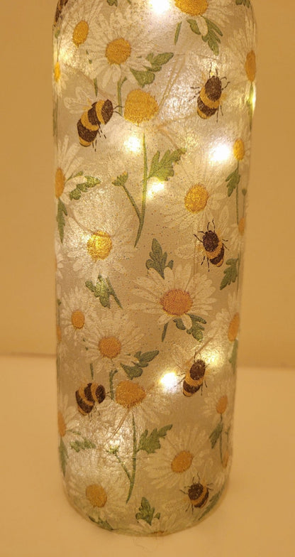 Decoupage Bumble Bee and Daisies Bottle Lamp - Quantock Inspiration
