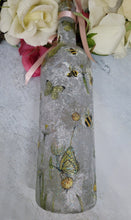 Load image into Gallery viewer, Decoupage Bumble Bee and Daisies Bottle Lamp - Quantock Inspiration
