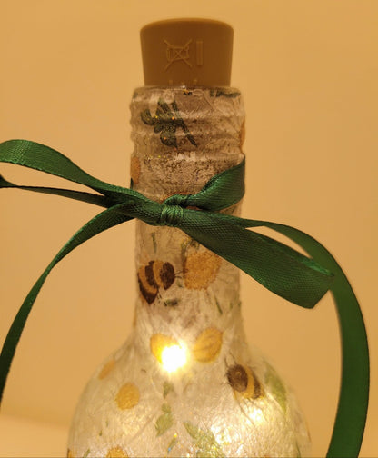 Decoupage Bumble Bee and Daisies Bottle Lamp - Quantock Inspiration