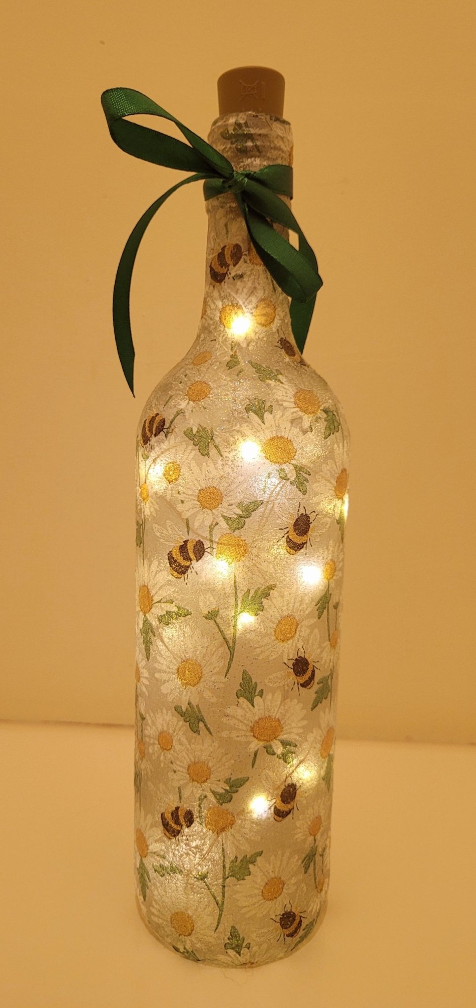 Decoupage Bumble Bee and Daisies Bottle Lamp - Quantock Inspiration