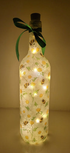 Decoupage Bumble Bee and Daisies Bottle Lamp - Quantock Inspiration