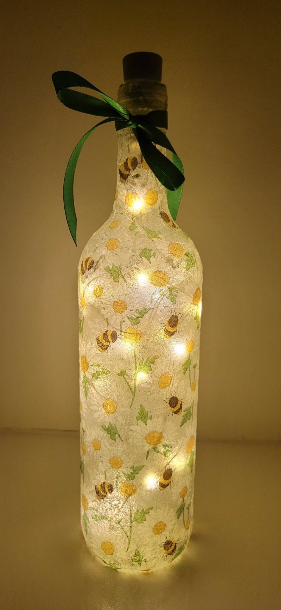 Decoupage Bumble Bee and Daisies Bottle Lamp - Quantock Inspiration