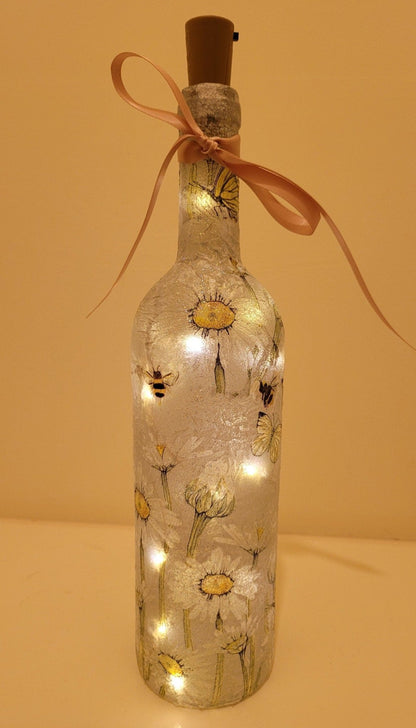 Decoupage Bumble Bee and Daisies Bottle Lamp - Quantock Inspiration