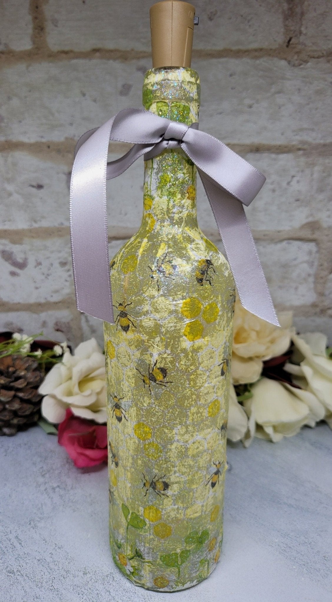 Decoupage Bumble Bee Bottle Light - Quantock Inspiration