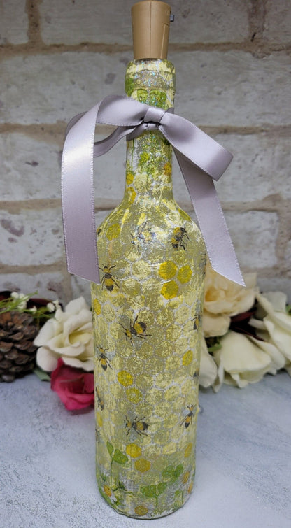 Decoupage Bumble Bee Bottle Light - Quantock Inspiration