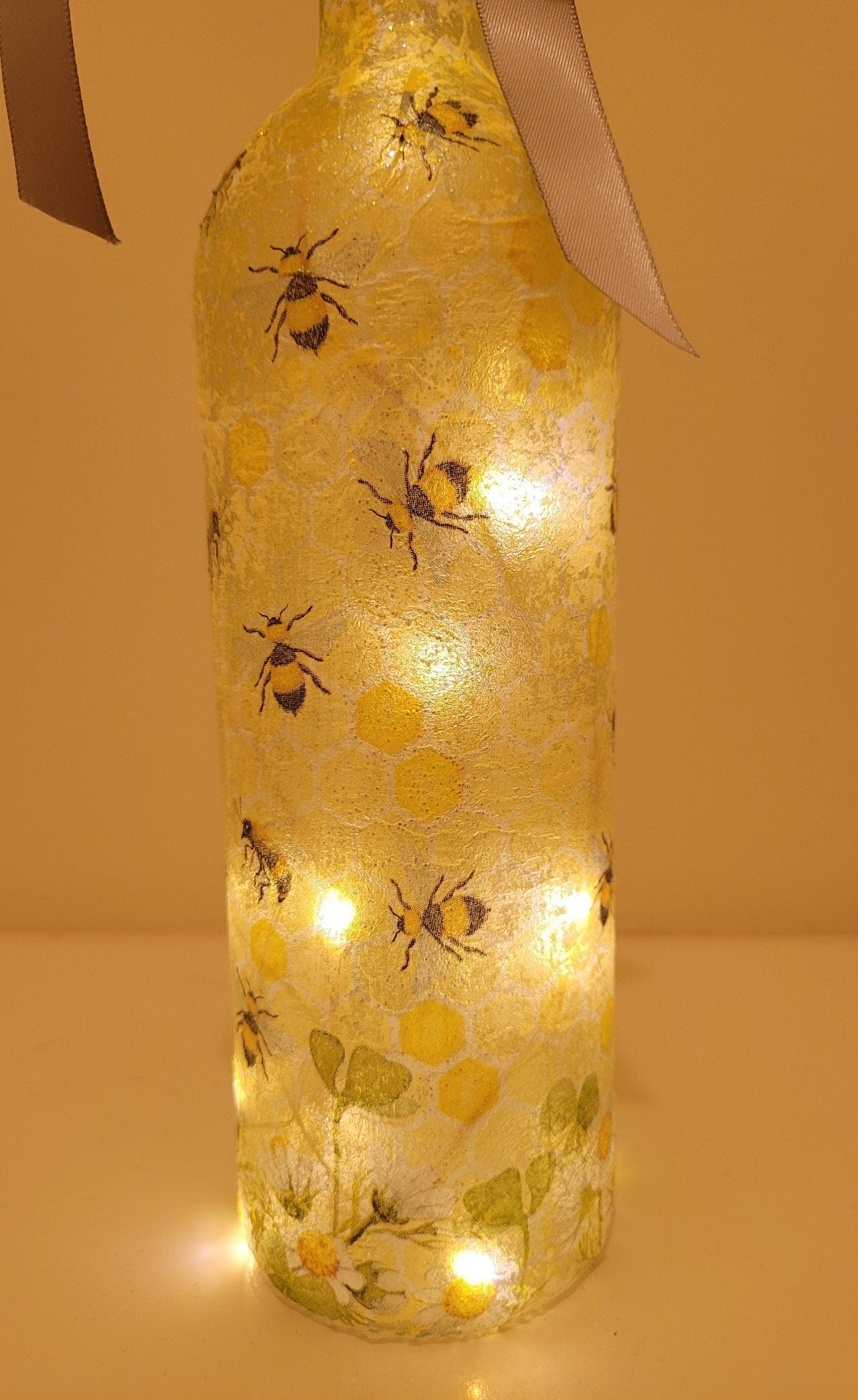 Decoupage Bumble Bee Bottle Light - Quantock Inspiration