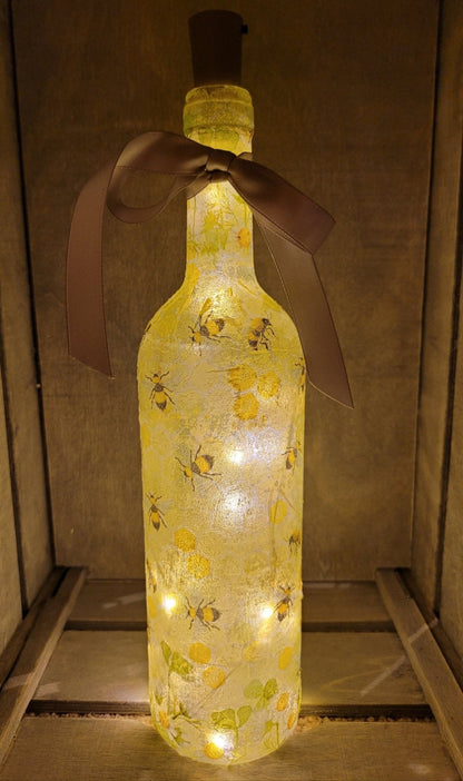 Decoupage Bumble Bee Bottle Light - Quantock Inspiration